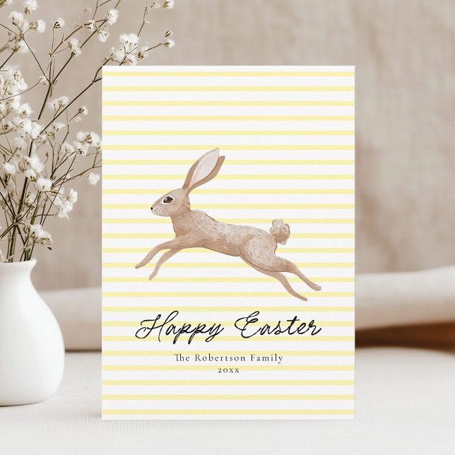 Cartes Pour Fêtes Annuelles Lapin de Pâques rayé (Créateur téléchargé)