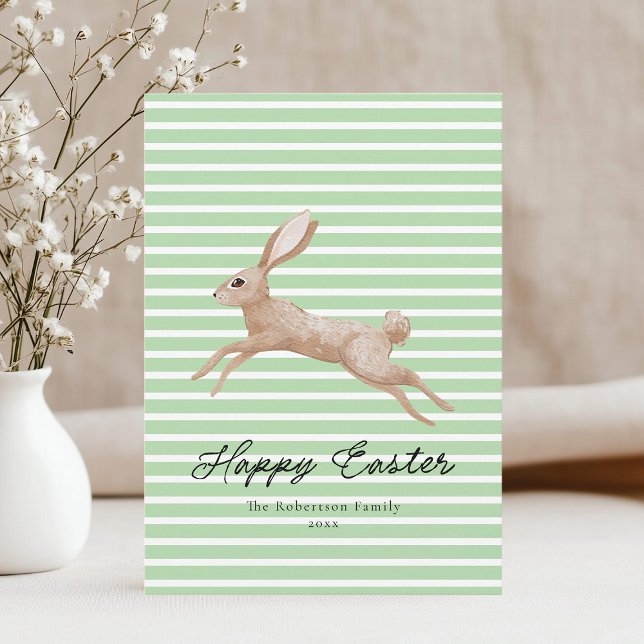 Cartes Pour Fêtes Annuelles Lapin de Pâques rayé (Créateur téléchargé)