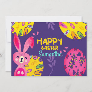 Cartes Pour Fêtes Annuelles Lapin De Pâques Rose Et Clair, Violet