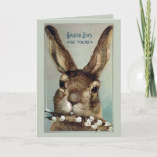 Cartes Pour Fêtes Annuelles lapin de Pâques Vintage avec sa branche de saule