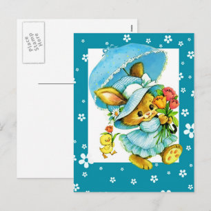 Cartes Pour Fêtes Annuelles Lapin de Pâques vintage et poussin