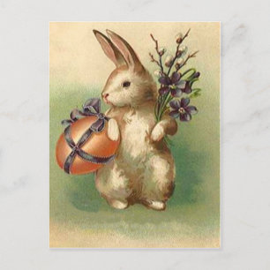 Cartes Pour Fêtes Annuelles Lapin de Pâques vintage Œuf de Pâques Fleurs Pâque