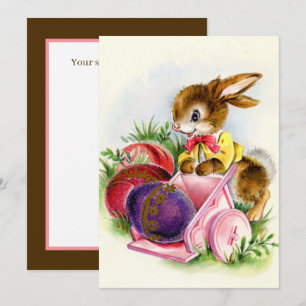 Cartes Pour Fêtes Annuelles lapin de Pâques vintage rétro