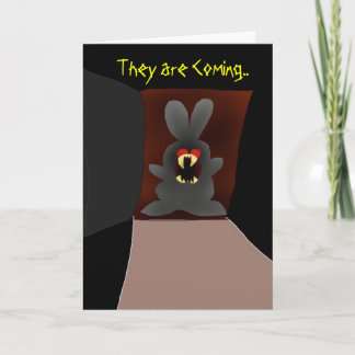 Cartes Pour Fêtes Annuelles Lapin de vampire à la porte