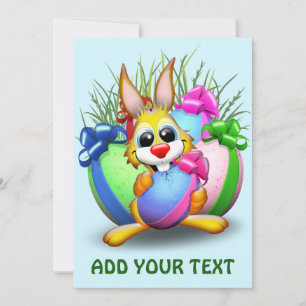 Cartes Pour Fêtes Annuelles Lapin drôle mordant un œuf de Pâques