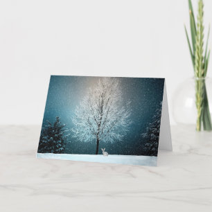 Cartes Pour Fêtes Annuelles Lapin enneigé d'hiver Nature Noël Vacances