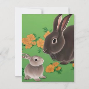 Cartes Pour Fêtes Annuelles Lapin et lapereau