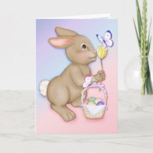 Cartes Pour Fêtes Annuelles Lapin et papillon de Pâques