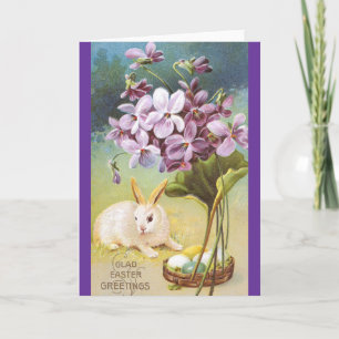Cartes Pour Fêtes Annuelles Lapin et violettes de Pâques
