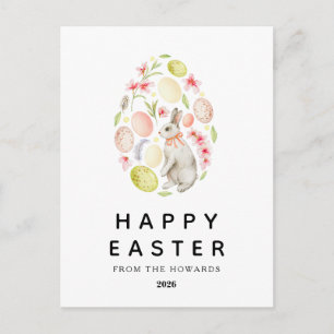 Cartes Pour Fêtes Annuelles Lapin Floral Moderne Élégant Simple   Joyeuses Pâq