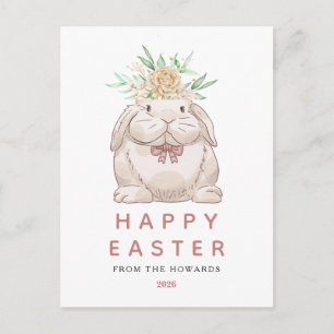 Cartes Pour Fêtes Annuelles Lapin Floral Simple Moderne Élégant Joyeuses Pâq