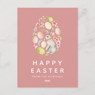 Cartes Pour Fêtes Annuelles Lapin Floral Simple Moderne Élégant Joyeuses Pâq