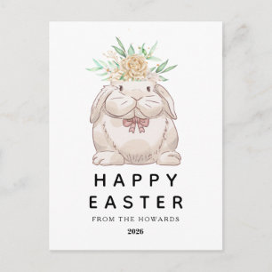 Cartes Pour Fêtes Annuelles Lapin Floral Simple Moderne Élégant   Joyeuses Pâq