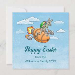 Cartes Pour Fêtes Annuelles Lapin Fusée