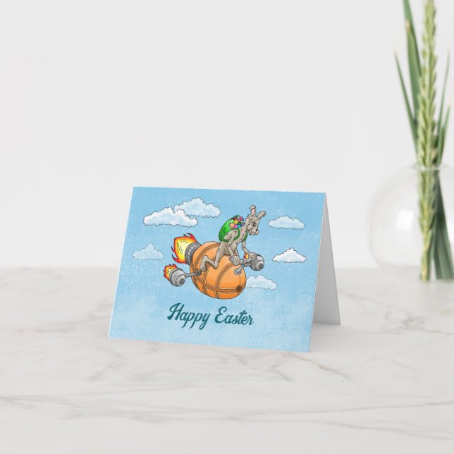 Cartes Pour Fêtes Annuelles Lapin Fusée (Devant)