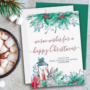 Cartes Pour Fêtes Annuelles Lapin gui et lanterne Joyeux Noël