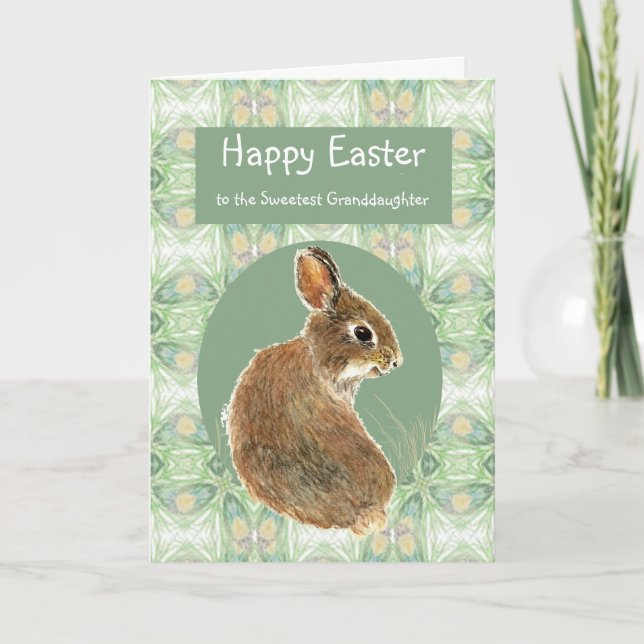 Cartes Pour Fêtes Annuelles Lapin heureux de petite-fille de Pâques (Devant)