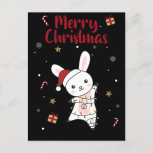 Cartes Pour Fêtes Annuelles Lapin Joyeux Noël Animaux d'Hiver Lapins