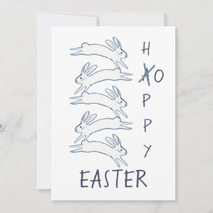 Cartes Pour Fêtes Annuelles Lapin Lapin Bleu Pâques Dessin Simple Mignonne