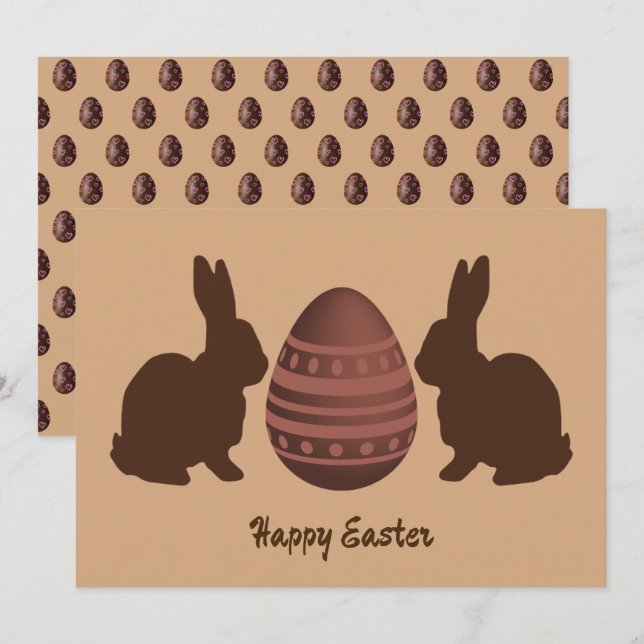 Cartes Pour Fêtes Annuelles Lapin Lapin Chocolat Joyeux Pâques (Devant / Derrière)