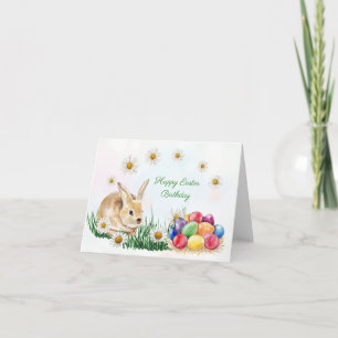 Cartes Pour Fêtes Annuelles Lapin, oeufs colorés, marguerite Anniversaire de P
