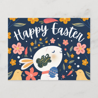 Cartes Pour Fêtes Annuelles Lapin paisible avec œuf de Pâques “Joyeuses Pâques