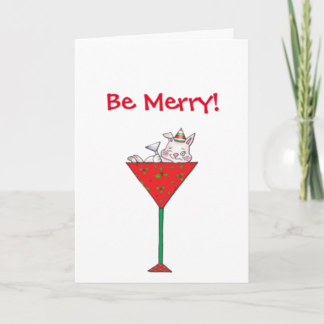 Cartes Pour Fêtes Annuelles Lapin Pompette-tini's (Devant)