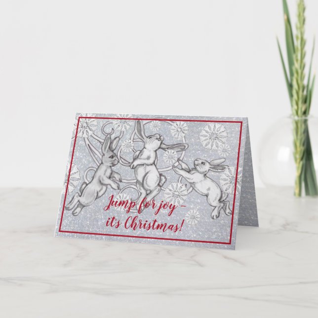 Cartes Pour Fêtes Annuelles Lapin Snowflake Bunny Silver Parties scintillant N (Devant)