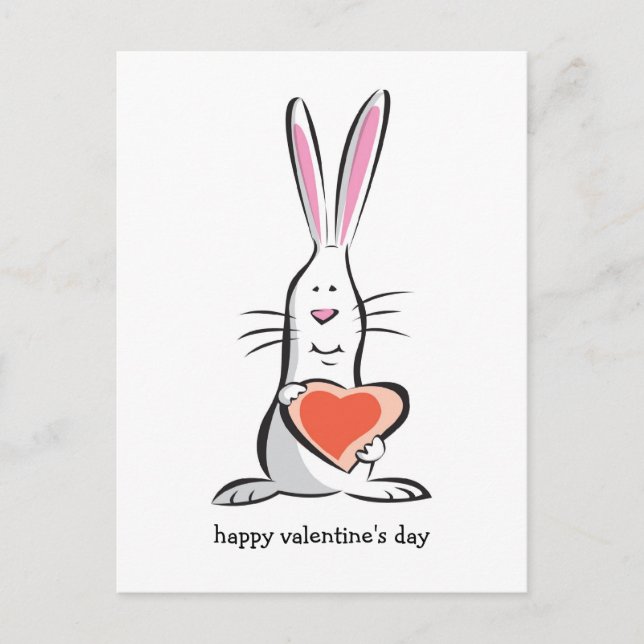 Cartes Pour Fêtes Annuelles Lapin Valentine d'amour (Devant)
