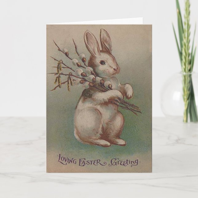 Cartes Pour Fêtes Annuelles Lapin vintage de Pâques (Devant)