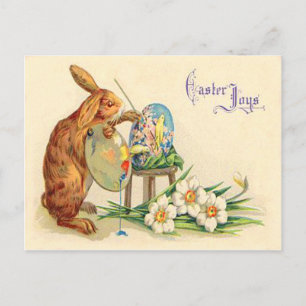 Cartes Pour Fêtes Annuelles Lapin vintage de Pâques Peinture OEufs de Pâques