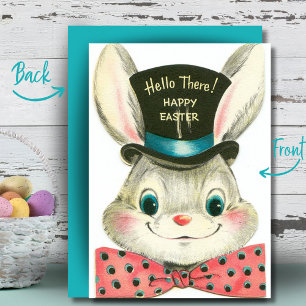 Cartes Pour Fêtes Annuelles Lapin vintage En Haut Chapeau Personnalisé Retro P