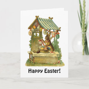 Cartes Pour Fêtes Annuelles Lapin vintage et oeufs de pâques