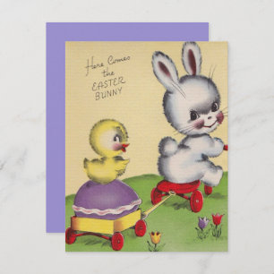 Cartes Pour Fêtes Annuelles Lapin vintage Viendra Ici Bunny Pâques