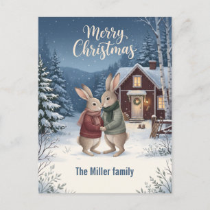 Cartes Pour Fêtes Annuelles Lapins cosy de Noël nordique Cabane d'hiver person
