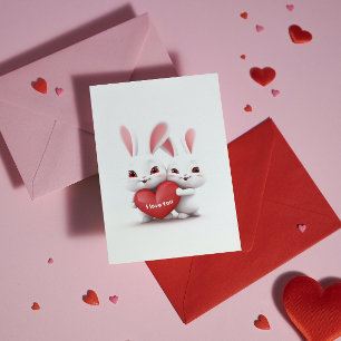 Cartes Pour Fêtes Annuelles Lapins de l'amour   Texte personnalisé et nom Sain