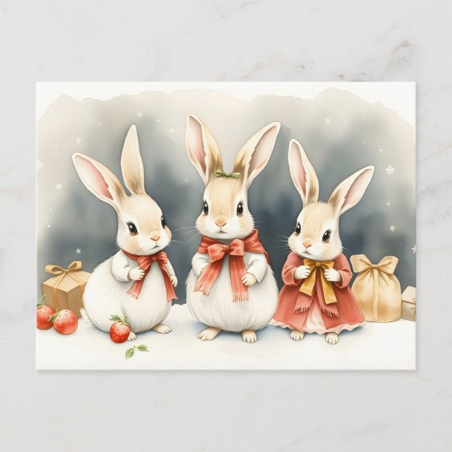 Cartes Pour Fêtes Annuelles lapins de Noël  (Devant)