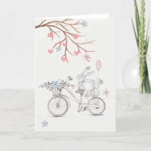 Cartes Pour Fêtes Annuelles Lapins mignons.