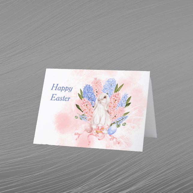 Cartes Pour Fêtes Annuelles Lapins roses de Pâques OEufs floraux (Créateur téléchargé)