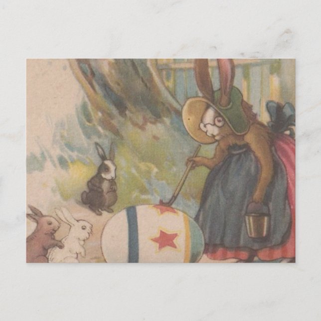 Cartes Pour Fêtes Annuelles Lapins vintages de Pâques (Devant)