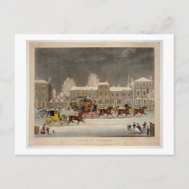 Cartes Pour Fêtes Annuelles L'approche à Noël, gravé par chasse à George (Devant)