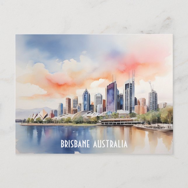 Cartes Pour Fêtes Annuelles L'aquarelle de Brisbane (Devant)