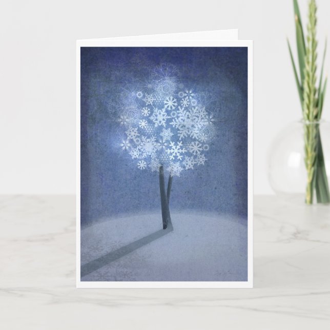 Cartes Pour Fêtes Annuelles L'Arbre de flocon de neige (Devant)
