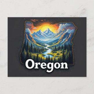 Cartes Pour Fêtes Annuelles L'art paysager de l'Oregon | Montaï illustré