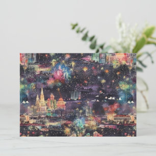 Cartes Pour Fêtes Annuelles Las Vegas Noël et Nouvel An en aquarelle