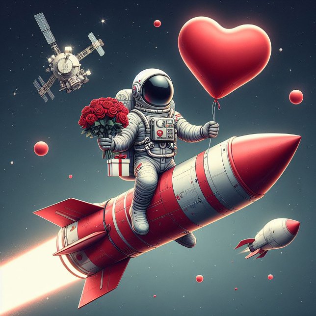 Cartes Pour Fêtes Annuelles L'astronaute moderne Valentine (Créateur téléchargé)