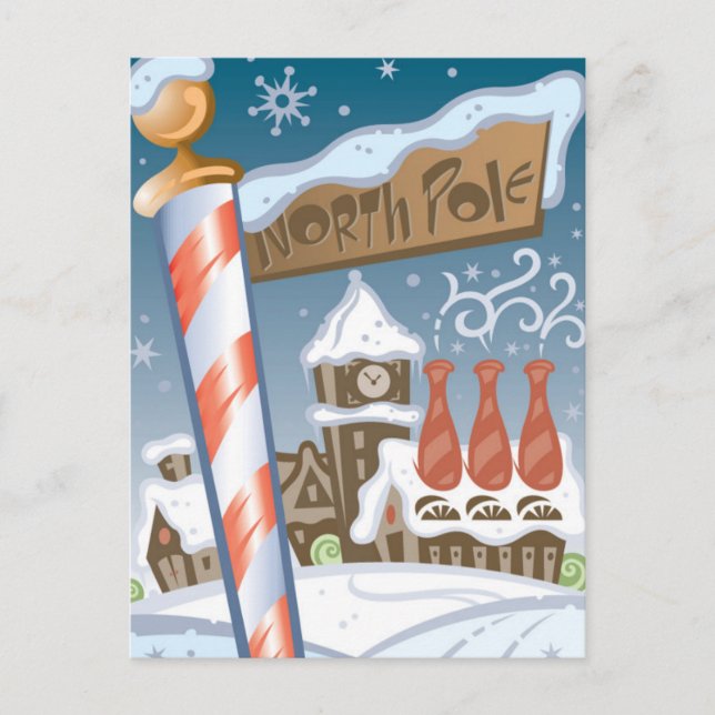 Cartes Pour Fêtes Annuelles L'atelier de Père Noël au Pôle Nord (Devant)