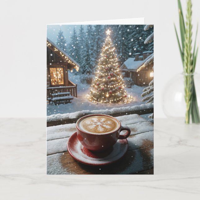 Cartes Pour Fêtes Annuelles Latte De Noël Dans Les Snowflakes (Devant)