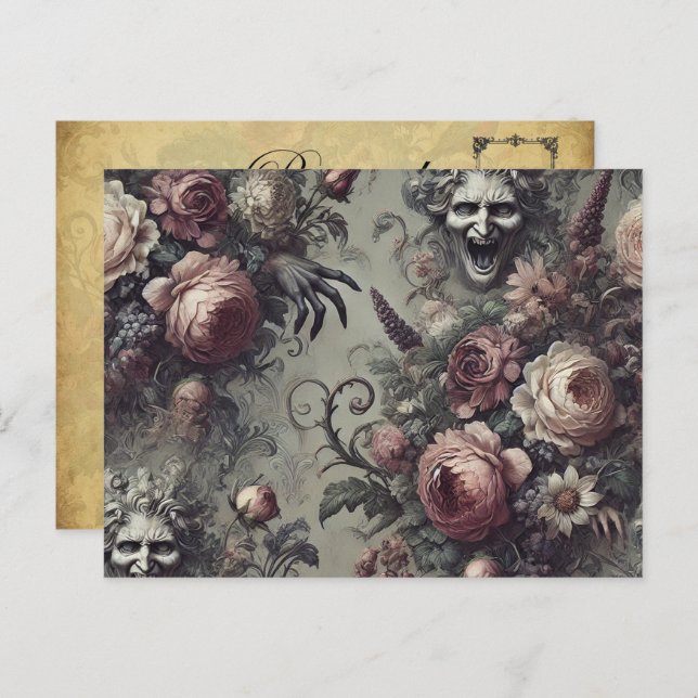 Cartes Pour Fêtes Annuelles Laugh Lines - Floral gothique (Devant / Derrière)