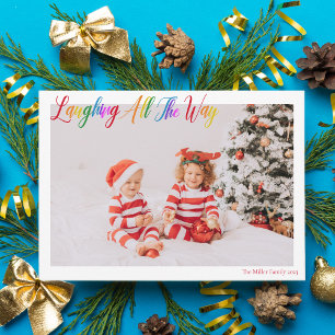 Cartes Pour Fêtes Annuelles Laughing All Way Cute Rainbow Christmas Photo